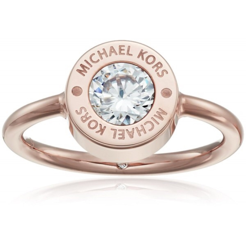 NWT MICHAEL KORS Brilliance Rose Gold Crystal Ring - Picture 6 of 7